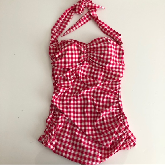 Esther Williams Other - Esther Williams Red Checkered One Piece Swimsuit